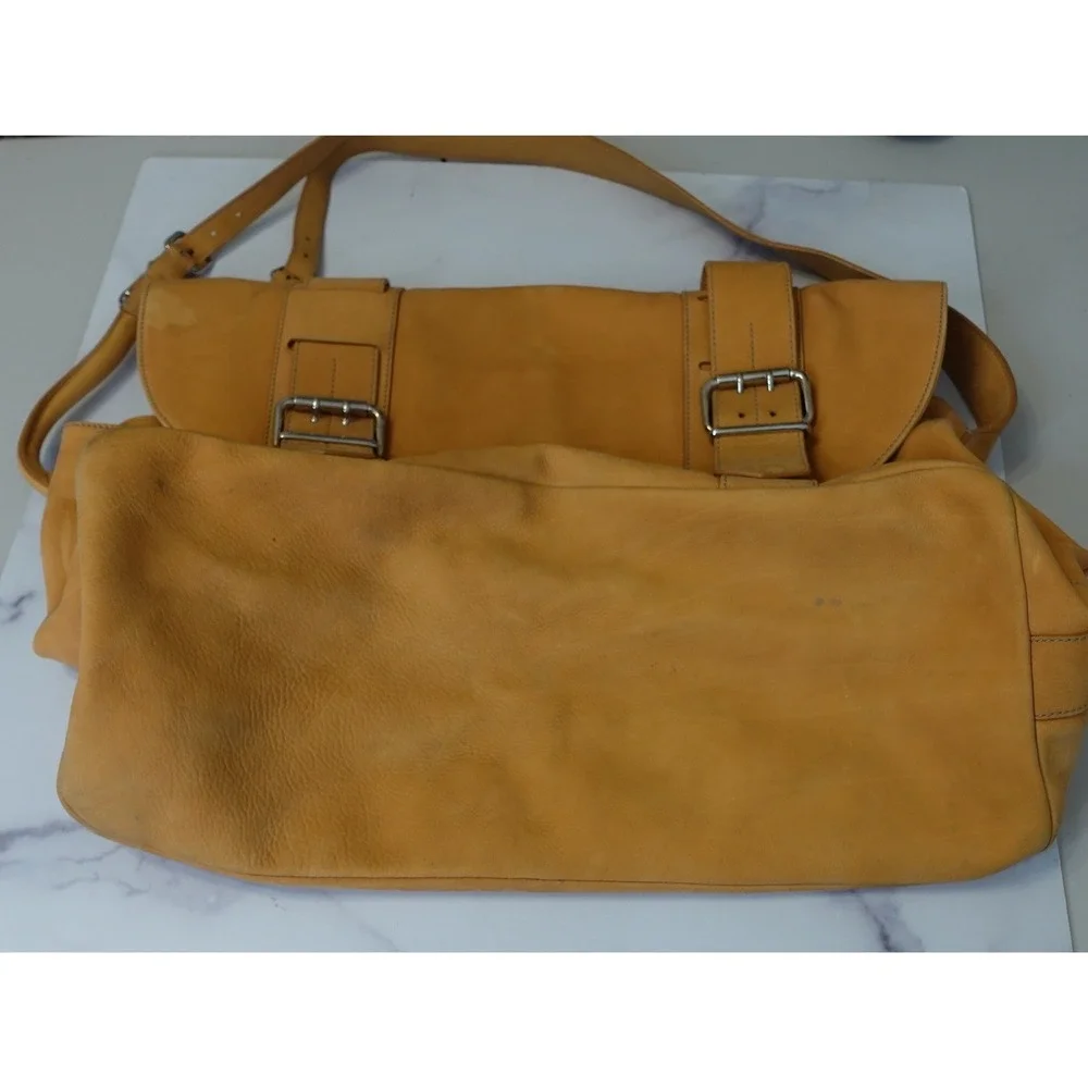 Vtg Fendi Messenger Bag‎ Large Tan Saddle Calf Leather Buckle Strap Satchel Y2K